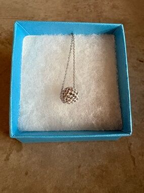 Touchstone Crystal Silver Pave Ball Pendant Necklace - April birthstone